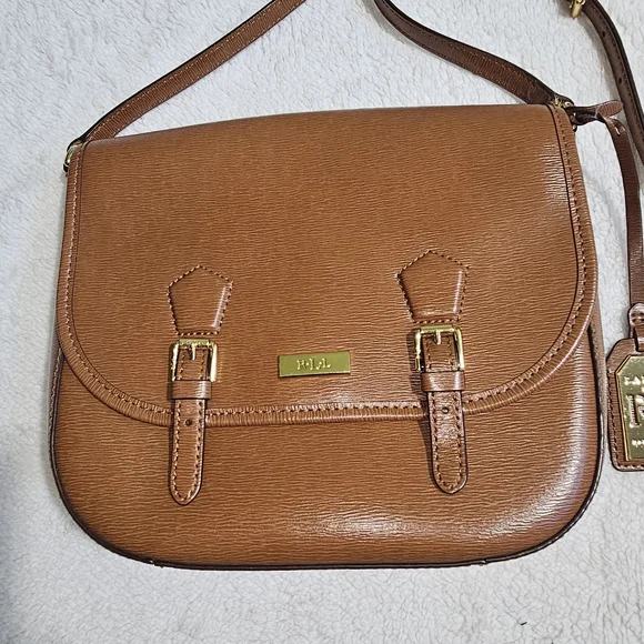 Lauren Ralph Lauren Leather Crossbody Saddlebag - Picture 2 of 11